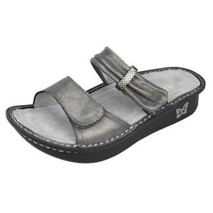 Alegria by PG Lite KAR-237 Karmen Pewter Silver Slide Sandal Size EU 36 US 6
